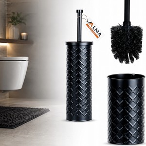 SZCZOTKA DO TOALETY WC POJEMNIK STOJAK OCIEKACZ CZARNA METALOWA ŁAZIENKOWA