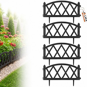 4x PŁOTEK OGRODOWY SZARY BORDER PALISADA OBRZEŻE TRAWNIKA GRZĄDKI 228cm