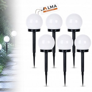 6x LAMPA OGRODOWA SOLARNA LAMPKI WBIJANE GRUNTOWE KULA LED Z CZUJNIKIEM