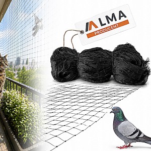 SIATKA NA BALKON DLA KOTA NA PTAKI GOŁĘBIE MOCNA PLECIONA 20g CZARNA 5x10m