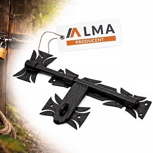 ZASUWA BRAMOWA KUTA CZARNA 350mm ZAMKNIĘCIE NA KŁÓDKĘ DO STODOŁU SZOPY