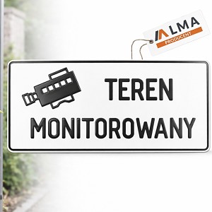 TABLICZKA ALUMINIOWA | TEREN MONITOROWANY | 14x29 cm | BRAMOWA | NIERDZEWNA