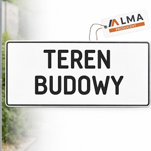 TABLICZKA ALUMINIOWA |TEREN BUDOWY | 14x29 cm| BRAMOWA| NIERDZEWNA |