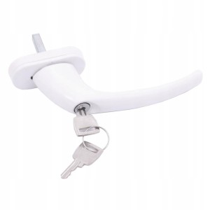 KLAMKA DO OKIEN PCV OKIENNA Z KLUCZYKIEM BIAŁA