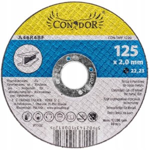 TARCZA KORUNDOWA DO METALU BLACHY 125mm gr.2mm