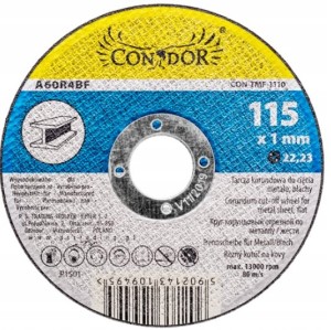 TARCZA KORUNDOWA DO METALU BLACHY 115mm gr.1mm
