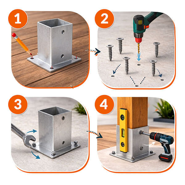 podstawa slupa 100x100 przykrecana